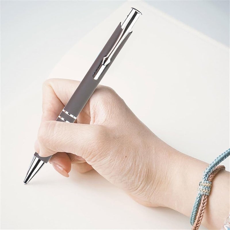 6 Pack Retractable Metal Business Pens Black White 1.0mm Smooth Writing for Office Hotel Reception - Image 4